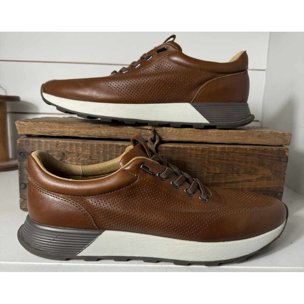 Johnston & Murphy Kinnon Perfed Jogger Shoe Men Size 13 Dark Tan Full NEW